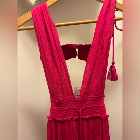 NWT Free People Santa Maria Maxi Pink Dress Size M Flow Ruffles Lace Detail - Picture 12 of 14